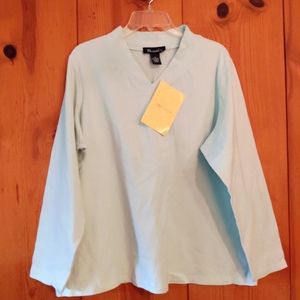 D&Co Pastel Knit Cotton VNeck Top Long Sleeve